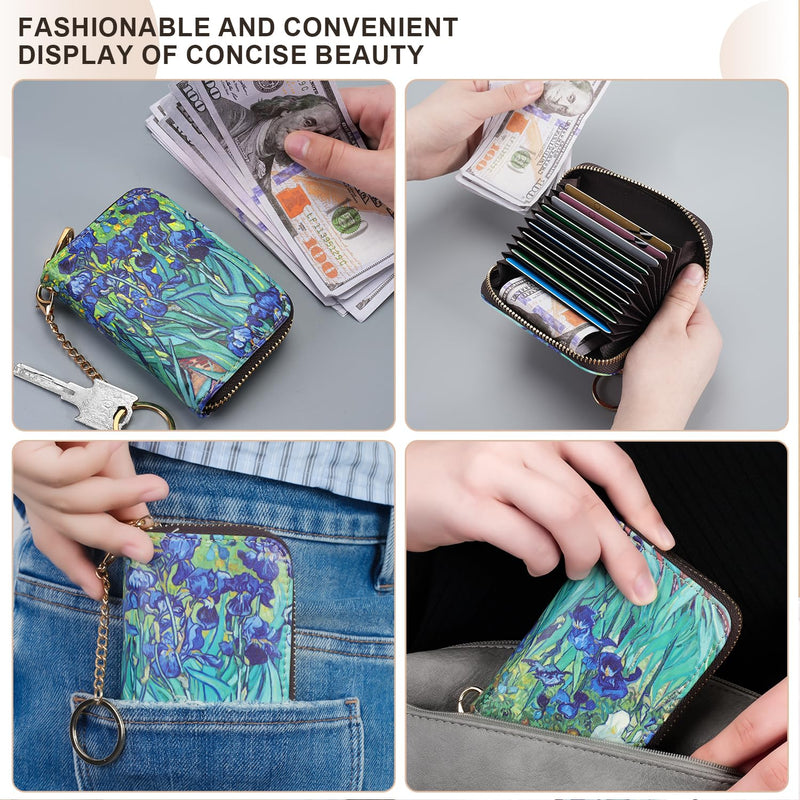APHISON Credit Card Holder for Women Card Case RFID Blocking Ladies Cute Cartoon Artistic Coin Purses Small Wallet Pouch for Girls/Kids 10 Card Slots Gift Colorful Cat