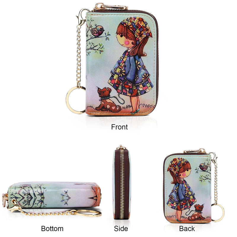 APHISON Credit Card Holder for Women Card Case RFID Blocking Ladies Cute Cartoon Artistic Coin Purses Small Wallet Pouch for Girls/Kids 10 Card Slots Gift Colorful Cat
