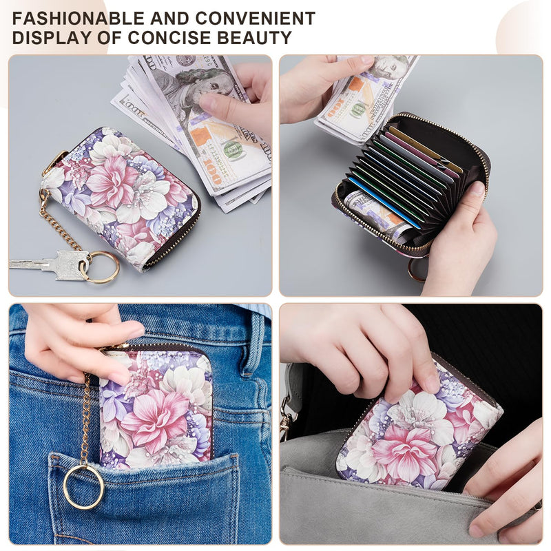 APHISON Credit Card Holder for Women Card Case RFID Blocking Ladies Cute Cartoon Artistic Coin Purses Small Wallet Pouch for Girls/Kids 10 Card Slots Gift Colorful Cat