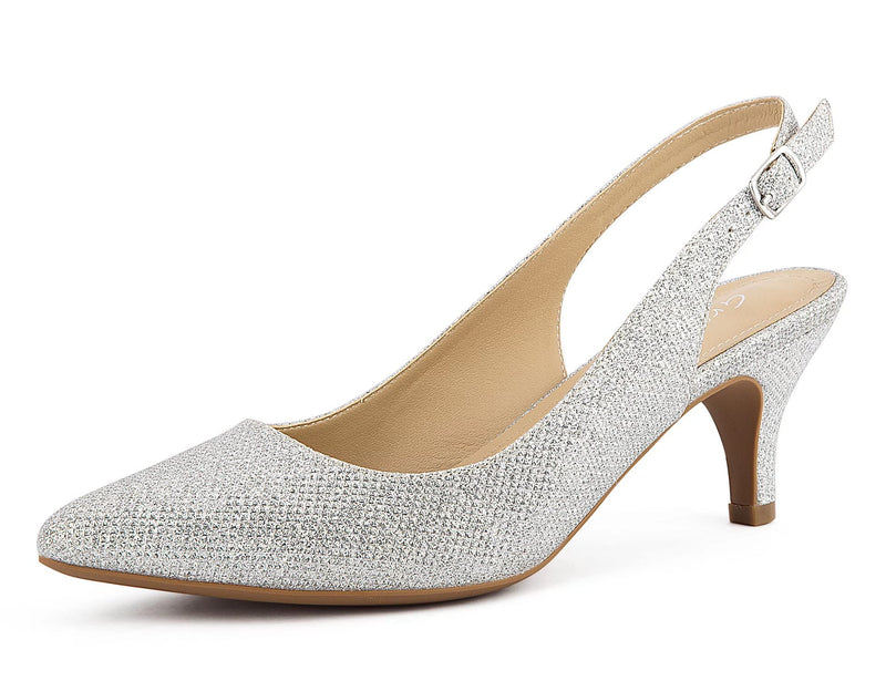 Greatonu Pointed Toe Sandals Slingback Kitten Heels Pointed Toe Pumps Ladies Shoes Heels Dressy Work Date Wedding Party