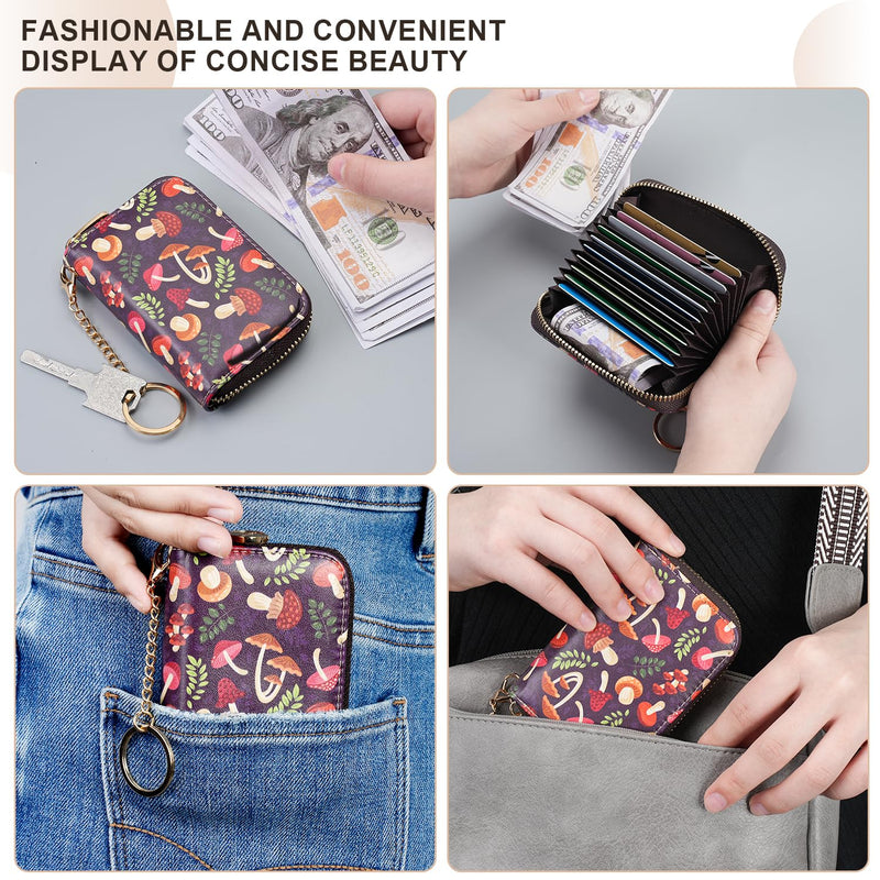 APHISON Credit Card Holder for Women Card Case RFID Blocking Ladies Cute Cartoon Artistic Coin Purses Small Wallet Pouch for Girls/Kids 10 Card Slots Gift Colorful Cat