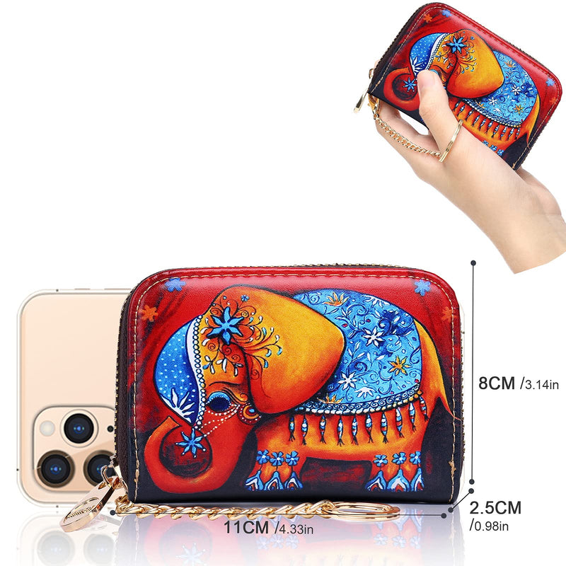 APHISON Credit Card Holder for Women Card Case RFID Blocking Ladies Cute Cartoon Artistic Coin Purses Small Wallet Pouch for Girls/Kids 10 Card Slots Gift Colorful Cat