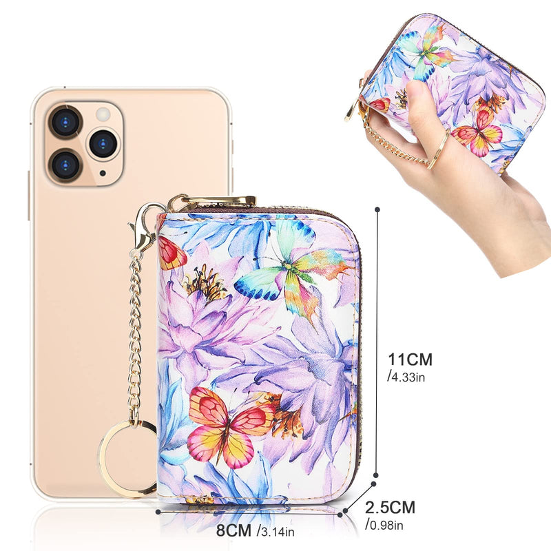 APHISON Credit Card Holder for Women Card Case RFID Blocking Ladies Cute Cartoon Artistic Coin Purses Small Wallet Pouch for Girls/Kids 10 Card Slots Gift Colorful Cat