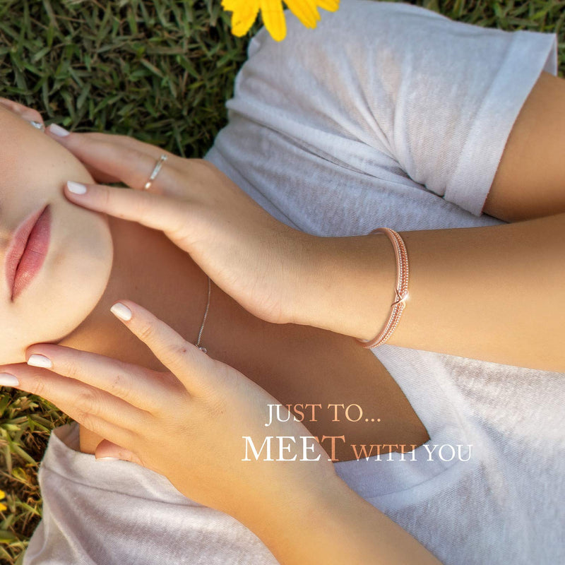 Angelady Infinity Bracelet for Womens, Silver Infinity Bracelets Bangles for Women Rose/Yellow Gold Bracelets Ladies Bracelets Birthday Mother's Day Gifts for Women/Mum/Wife