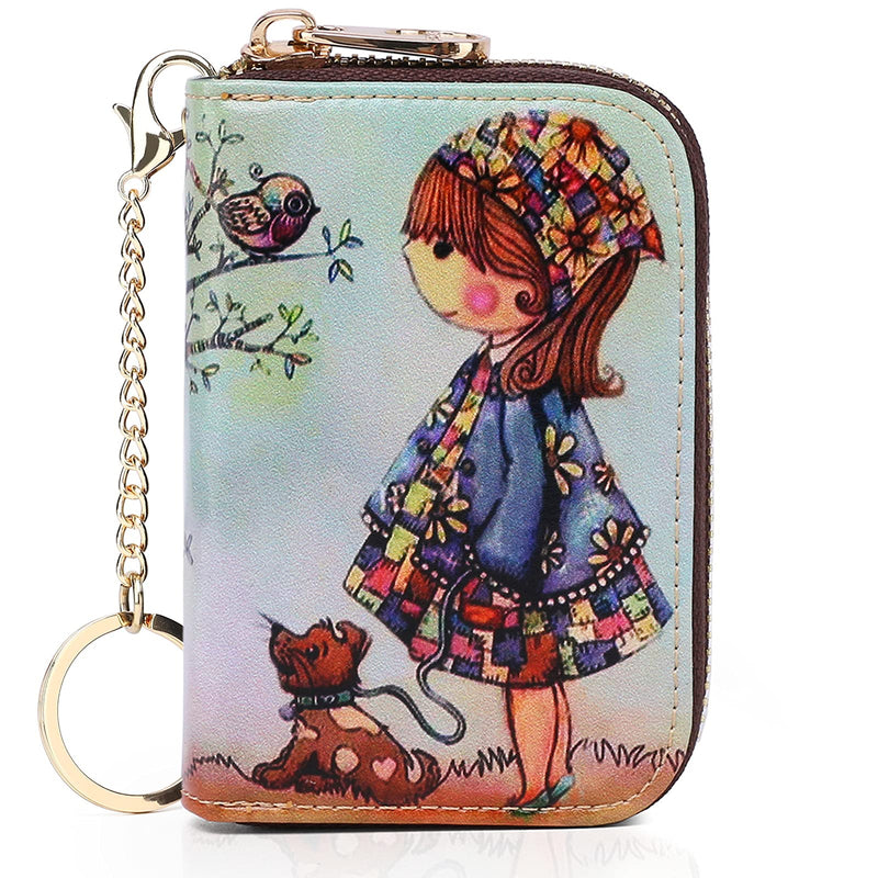 APHISON Credit Card Holder for Women Card Case RFID Blocking Ladies Cute Cartoon Artistic Coin Purses Small Wallet Pouch for Girls/Kids 10 Card Slots Gift Colorful Cat