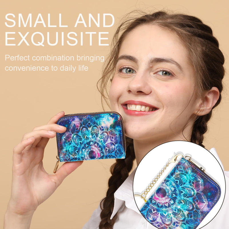 APHISON Credit Card Holder for Women Card Case RFID Blocking Ladies Cute Cartoon Artistic Coin Purses Small Wallet Pouch for Girls/Kids 10 Card Slots Gift Colorful Cat