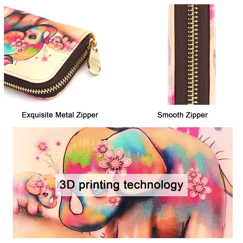 APHISON Credit Card Holder for Women Card Case RFID Blocking Ladies Cute Cartoon Artistic Coin Purses Small Wallet Pouch for Girls/Kids 10 Card Slots Gift Colorful Cat