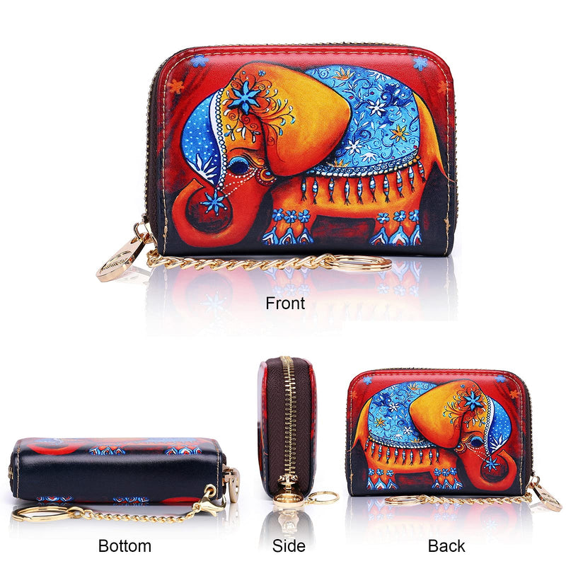 APHISON Credit Card Holder for Women Card Case RFID Blocking Ladies Cute Cartoon Artistic Coin Purses Small Wallet Pouch for Girls/Kids 10 Card Slots Gift Colorful Cat