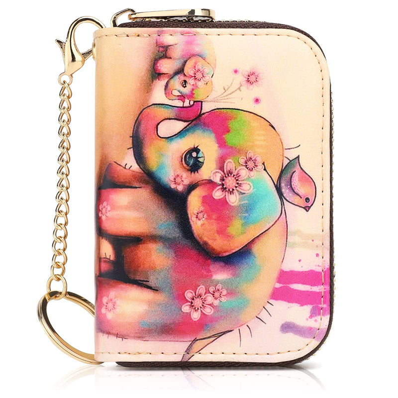 APHISON Credit Card Holder for Women Card Case RFID Blocking Ladies Cute Cartoon Artistic Coin Purses Small Wallet Pouch for Girls/Kids 10 Card Slots Gift Colorful Cat
