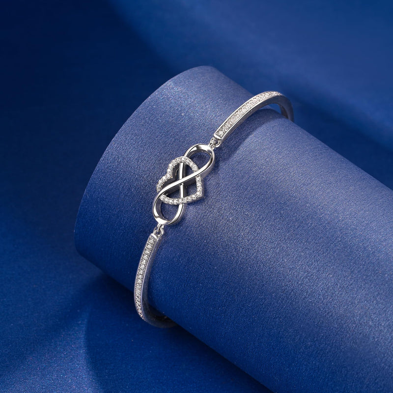 Angelady Infinity Bracelet for Womens, Silver Infinity Bracelets Bangles for Women Rose/Yellow Gold Bracelets Ladies Bracelets Birthday Mother's Day Gifts for Women/Mum/Wife